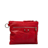 バレンシアガ クラシック クリップM クラッチバッグ フラットポーチ 273021 レッド レザー レディース BALENCIAGA 【中古】